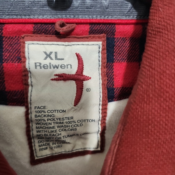 Relwen Men's Pique Fleece Workshirt Red Size Xl - Picture 3 of 6